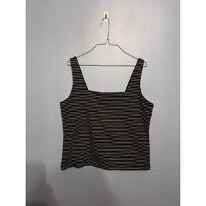 Lauren Ralph Lauren Black White Striped Square Tank Top Bermuda SZ‎ LG NWT
